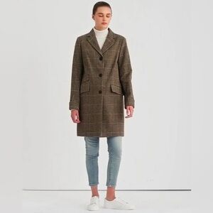 Lauren Ralph Lauren NWT Houndstooth Wool Blend Blazer Coat Winter Brown Size 8